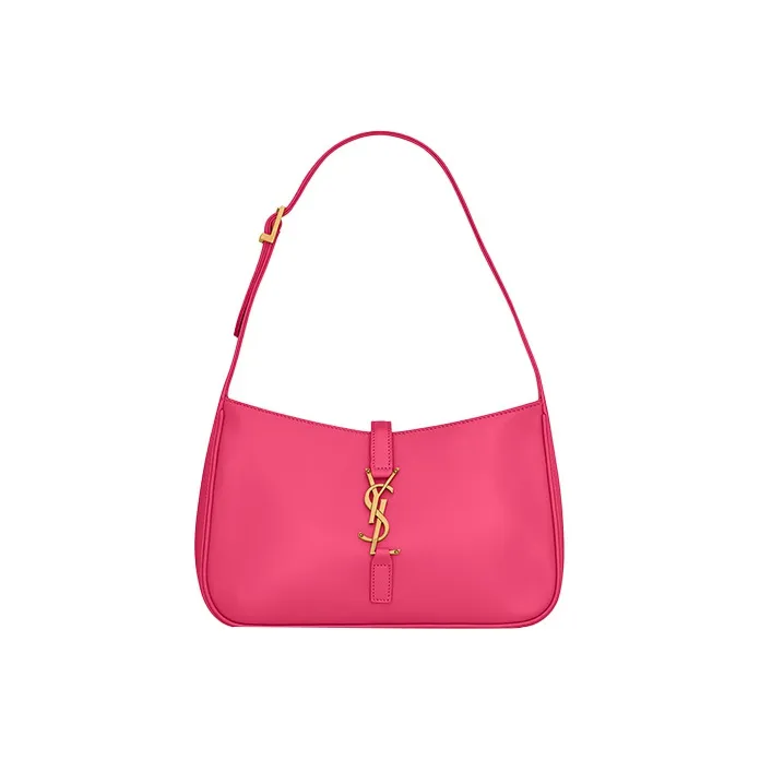 SAINT LAURENT LE5A7 Smooth Cow Leather Hobo Bag, Shoulder Bag, Handbag Women's Bubble Gum Pink Purple