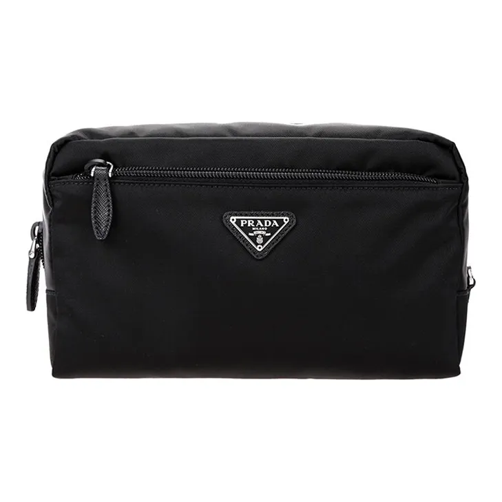 PRADA Fabric Makeup Bag, Clutch Women's Black