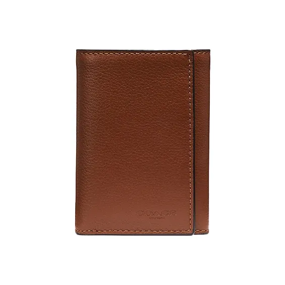 COACH Trifold Wallet Cow Leather Card Holder Wallet Men's Brown