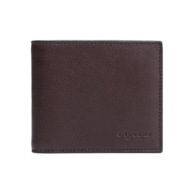 COACH 3 IN 1 Wallet Зернистая кожа личи Коровья кожа Кошелек Мужской Кофе