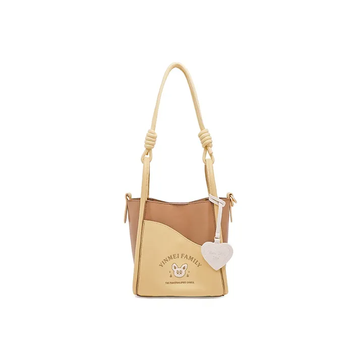 Valentino Bags Liuto Portafogli marrone con monogramma e zip su tre lati PU Bucket Bag Portable Crossbody Bag Shoulder Bag Regular Women's Brown White