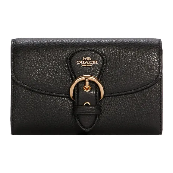 COACH Kleo Кожа Клатч Кошелек Маленький Женский Черный