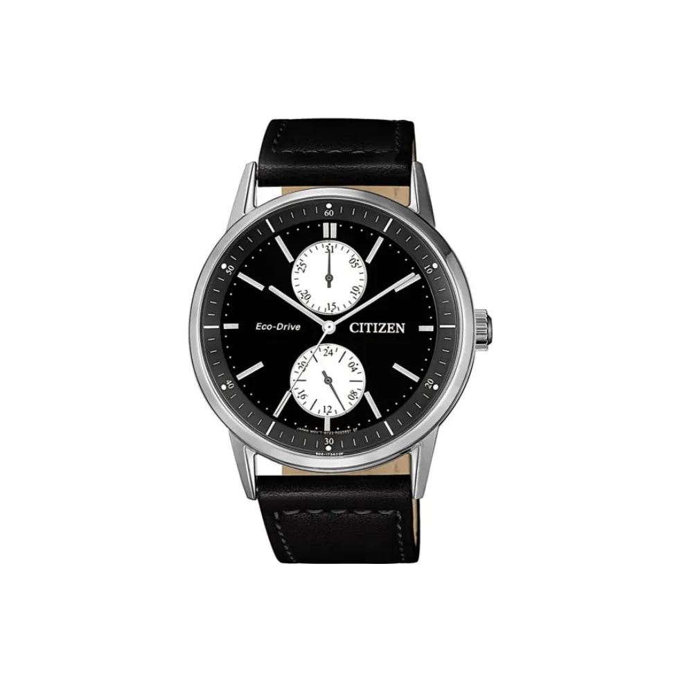 CITIZEN Светильник Кварцевый механизм Естественная кожа Ремешок Часы Мужские Черный циферблат