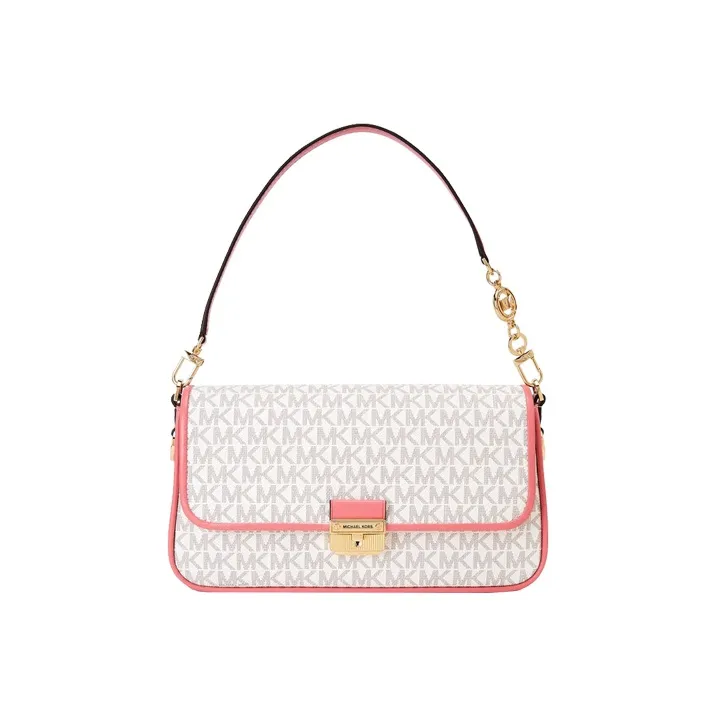 MICHAEL KORS Bradshaw Кожа Сумка-багет Сумка через плечо Сумка для женщин Ванильный белый и розовый