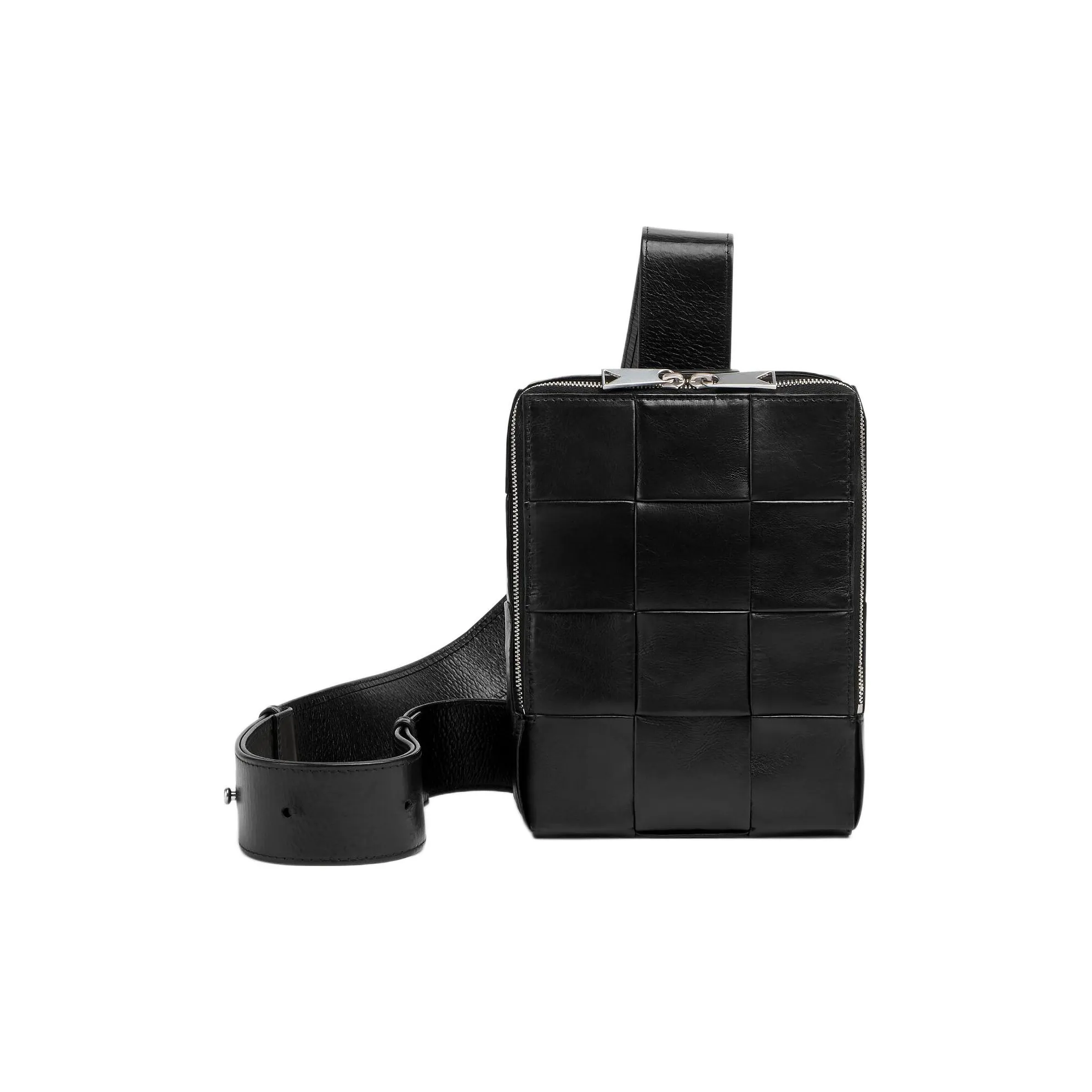 Bottega Veneta Cow Leather Shoulder Bag, Crossbody Bag, Sling Bag Medium Size Men's Black