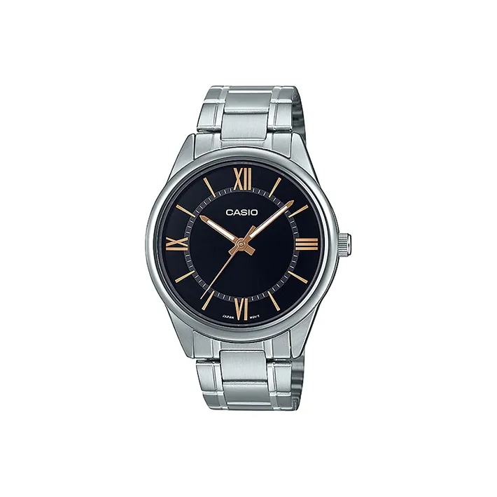 CASIO Standard Series Кварцевый механизм Нержавеющая сталь Ремешок Часы Мужские Черный циферблат MTP V005D 1B5