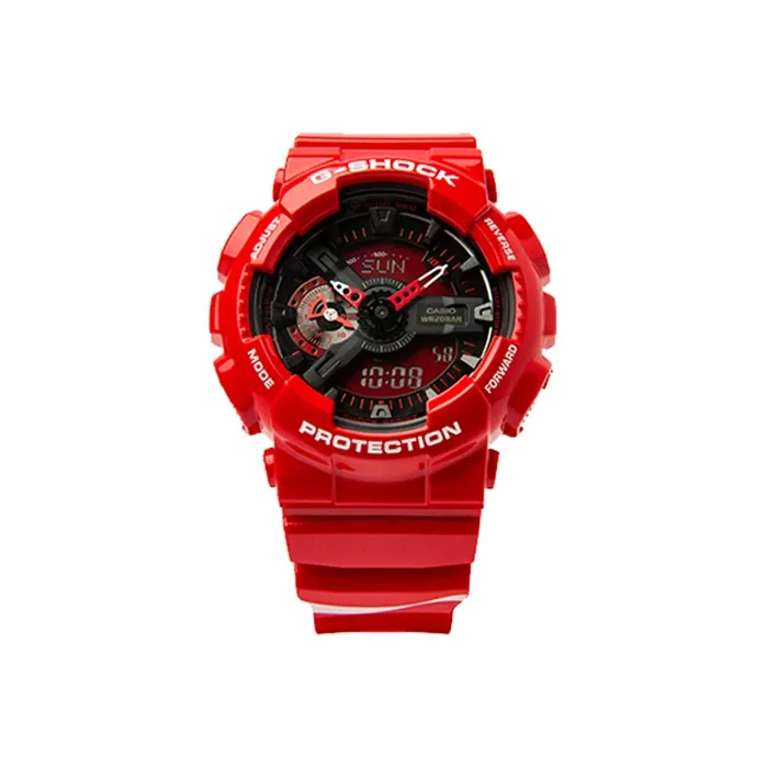 CASIO Liquid Crystal Analog Dual Display Series Кварцевый механизм Смола Ремень Часы Мужские Апельсин Циферблат часов