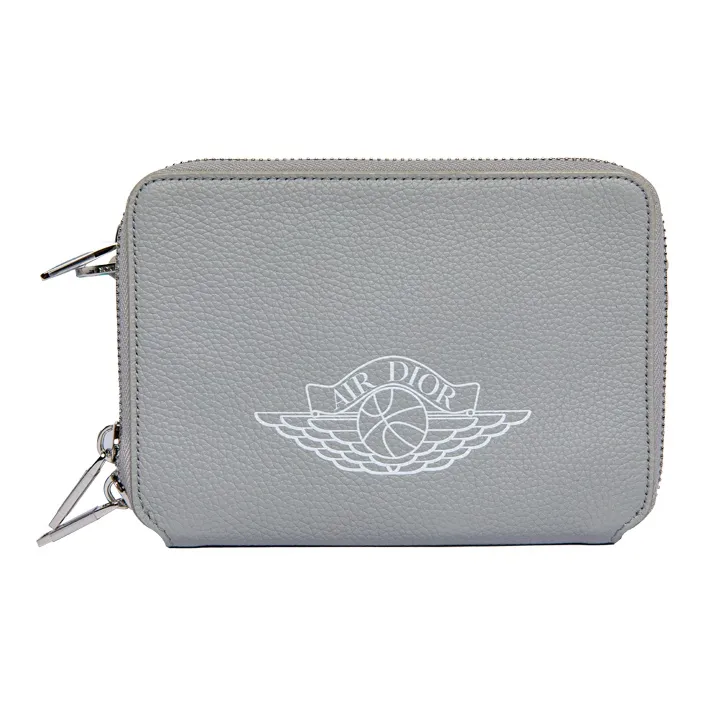 DIOR × rubber jordan Collaboration Leather Camera Bag, Crossbody Bag, Shoulder Bag Men's Gray