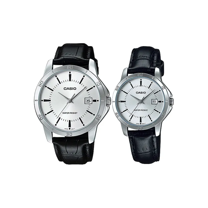 Коллекция часов CASIO LTP Кварцевый механизм Естественная кожа Естественная кожа Тканевый ремешок Часы Унисекс Серебристый циферблат