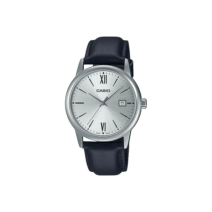 CASIO DRESS Collection Кварцевый механизм Кожаный ремешок Часы Мужские Серебристый циферблат MTP V002L 7B3