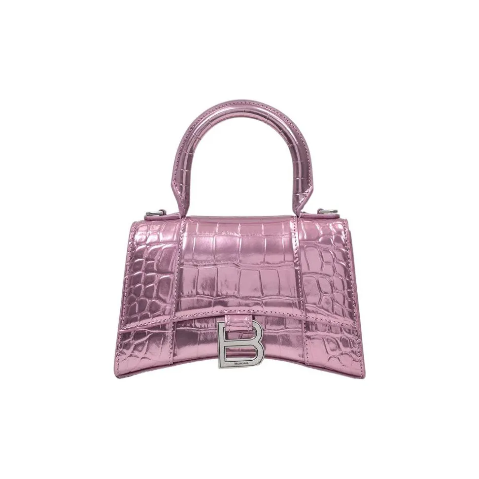 Balenciaga Hourglass Calfskin Hourglass Bag, Shoulder Bag, Crossbody Bag, Handbag Extra Small Women's Pink