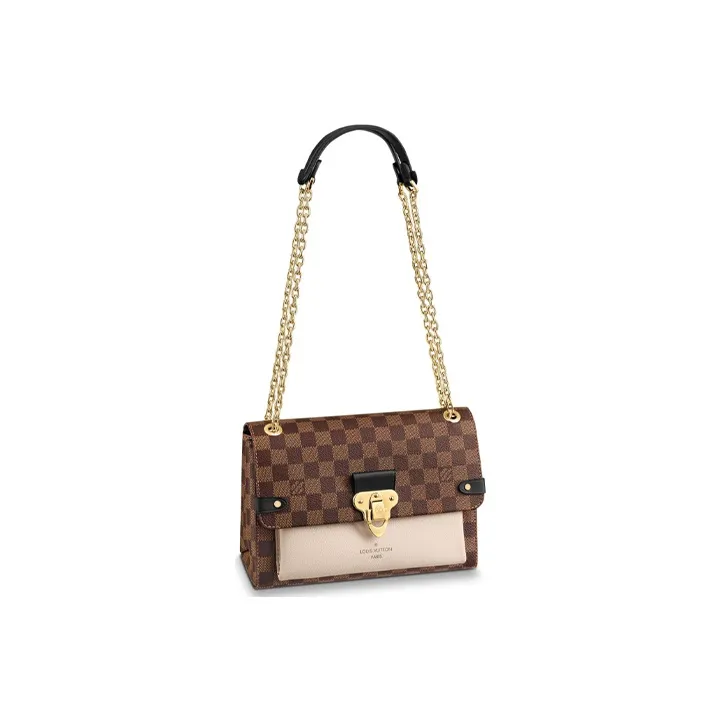 LOUIS VUITTON Vavin Coated Canvas With Grainy Calfskin Chain Bag Shoulder Bag Crossbody Bag Small Size Women's Brown