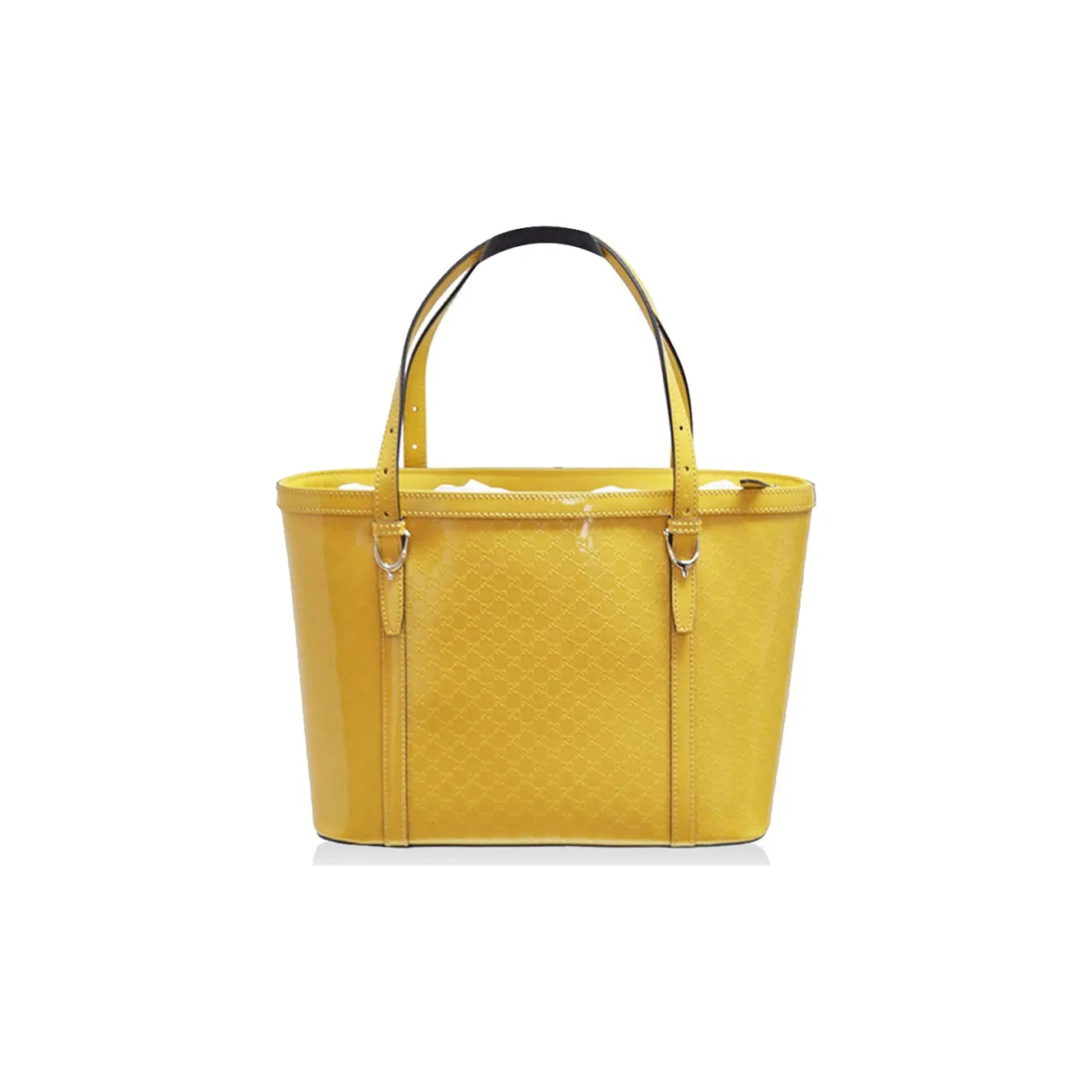 GUCCI Shiny Patent Leather Tote Bag, Shopping Bag, Handbag Regular Women's Yellow