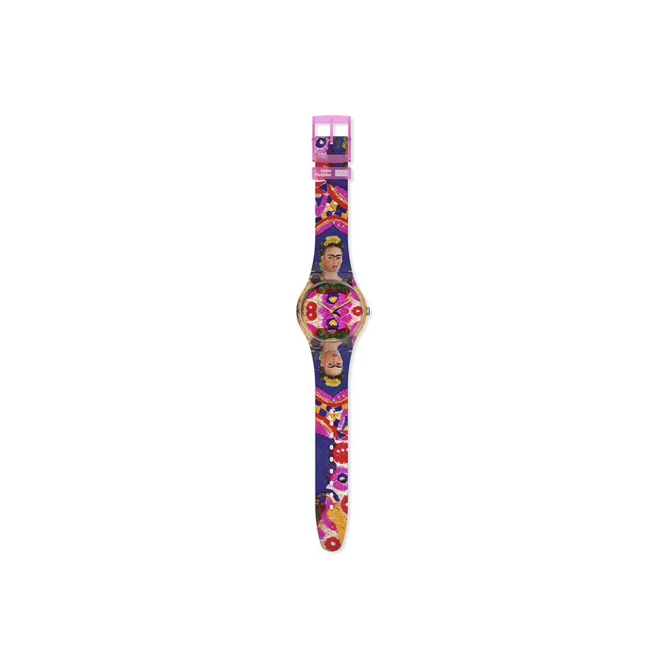 Swatch Quartz Механизм Унисекс Часы 41 мм Розовый Циферблат Часы Пластиковый Корпус Часы Силиконовый Ремешок