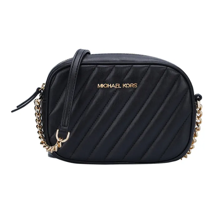 MICHAEL KORS MK Rose Leather Camera Bags Shoulder Bags Women's Black