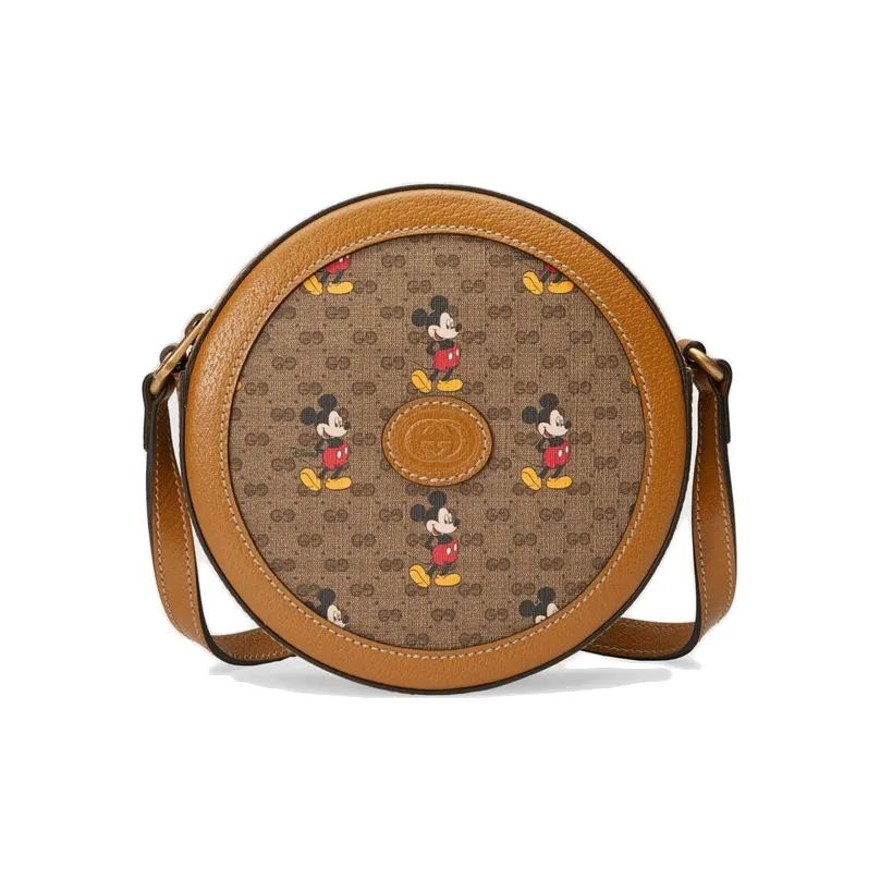GUCCI Disney, Collaboration Canvas With Leather Round Bag, Shoulder Bag, Crossbody Bag Women's