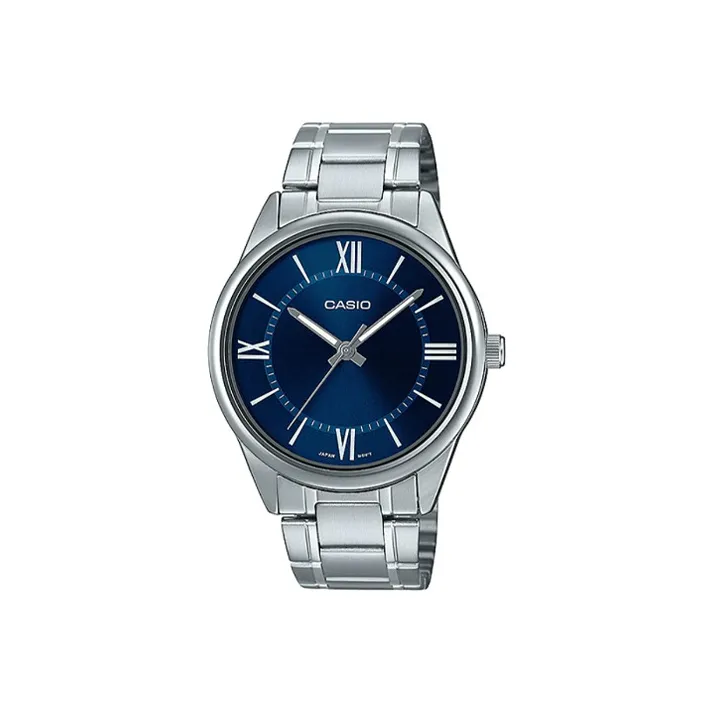 CASIO Standard Series Кварцевый механизм Нержавеющая сталь Ремешок Часы Мужские Синий циферблат MTP V005D 2B5