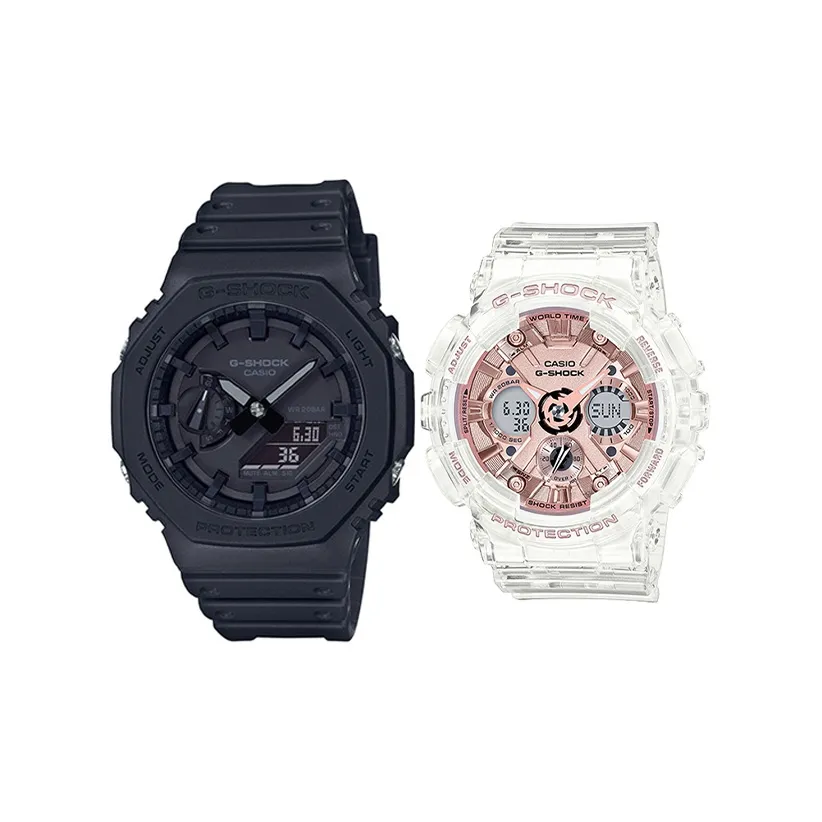 CASIO Парные часы Коллекция GA GMA Кварцевый механизм Часы Унисекс Черный циферблат GA 2100 1A1+GMA S120SR 7AER
