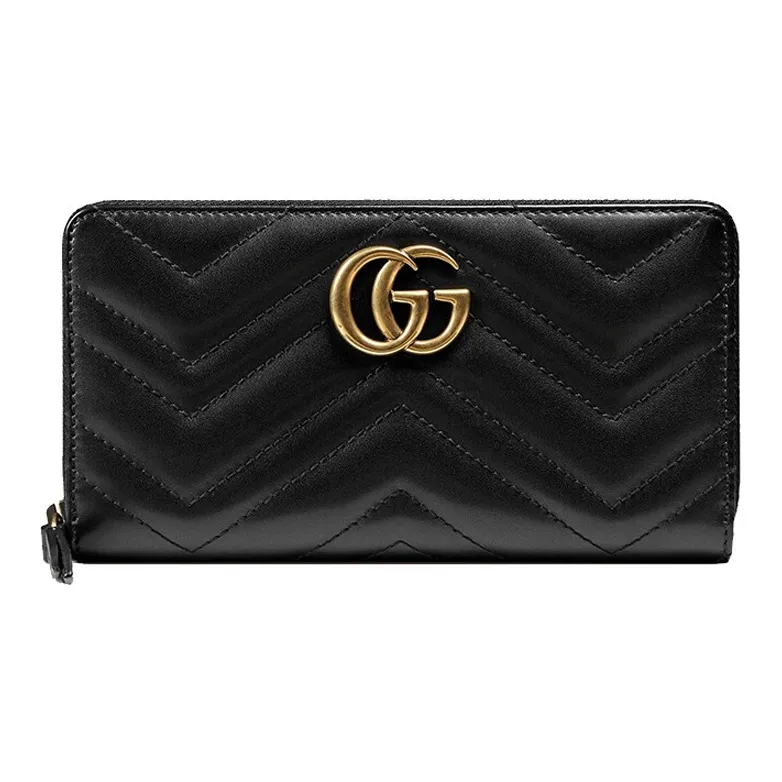 gucci Blau GG Marmont Artificial Leather Wallet Women's Black