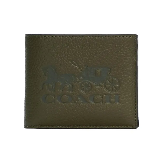 COACH 3 IN 1 Wallet Pebbled Leather Wallet Regular Men's Olive Green Beige Multicolor