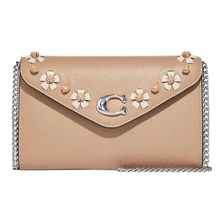 COACH Сумка-конверт из галечной кожи сумка через плечо маленькая женская молочно-чайного цвета