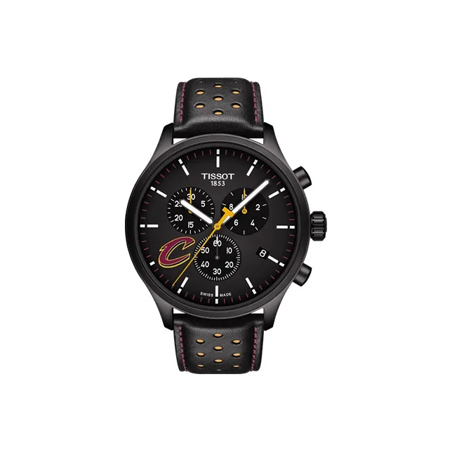 TISSOT Speed Run Series Кварцевый механизм Мужские часы Часы 45 мм Черный циферблат Корпус из нержавеющей стали Кожаный ремешок