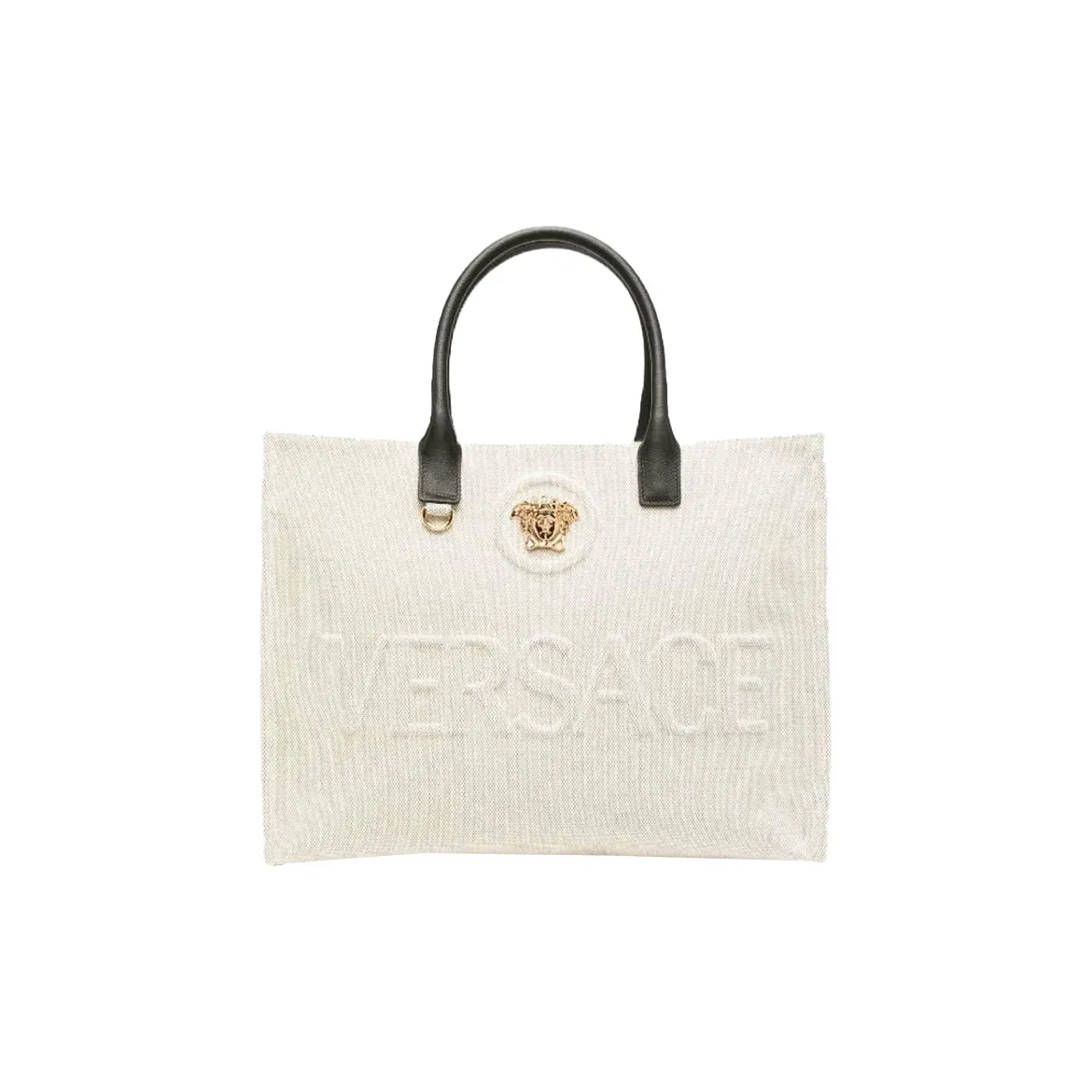 VERSACE La Medusa Canvas Tote Bag, Shopping Bag, Tote Handbag Tubas Women's White