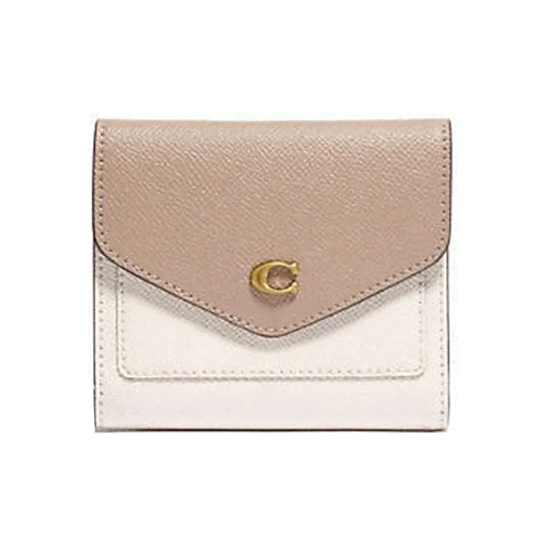 COACH Wyn Leather Wallet Mini Women's Chalk Gray Brown