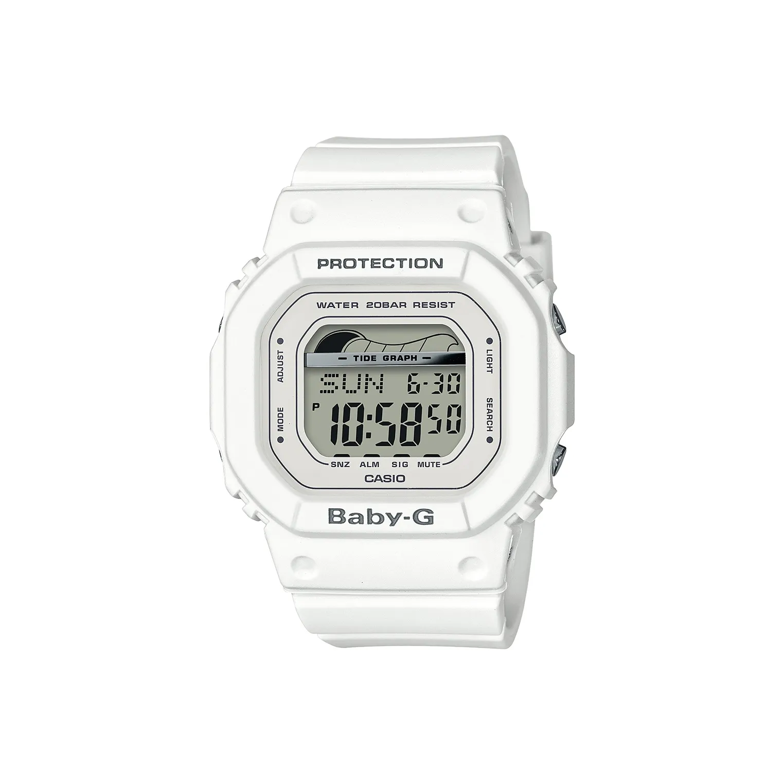CASIO Baby G Sports Collection Кварцевый механизм Смольный ремешок Часы Женские Белый циферблат