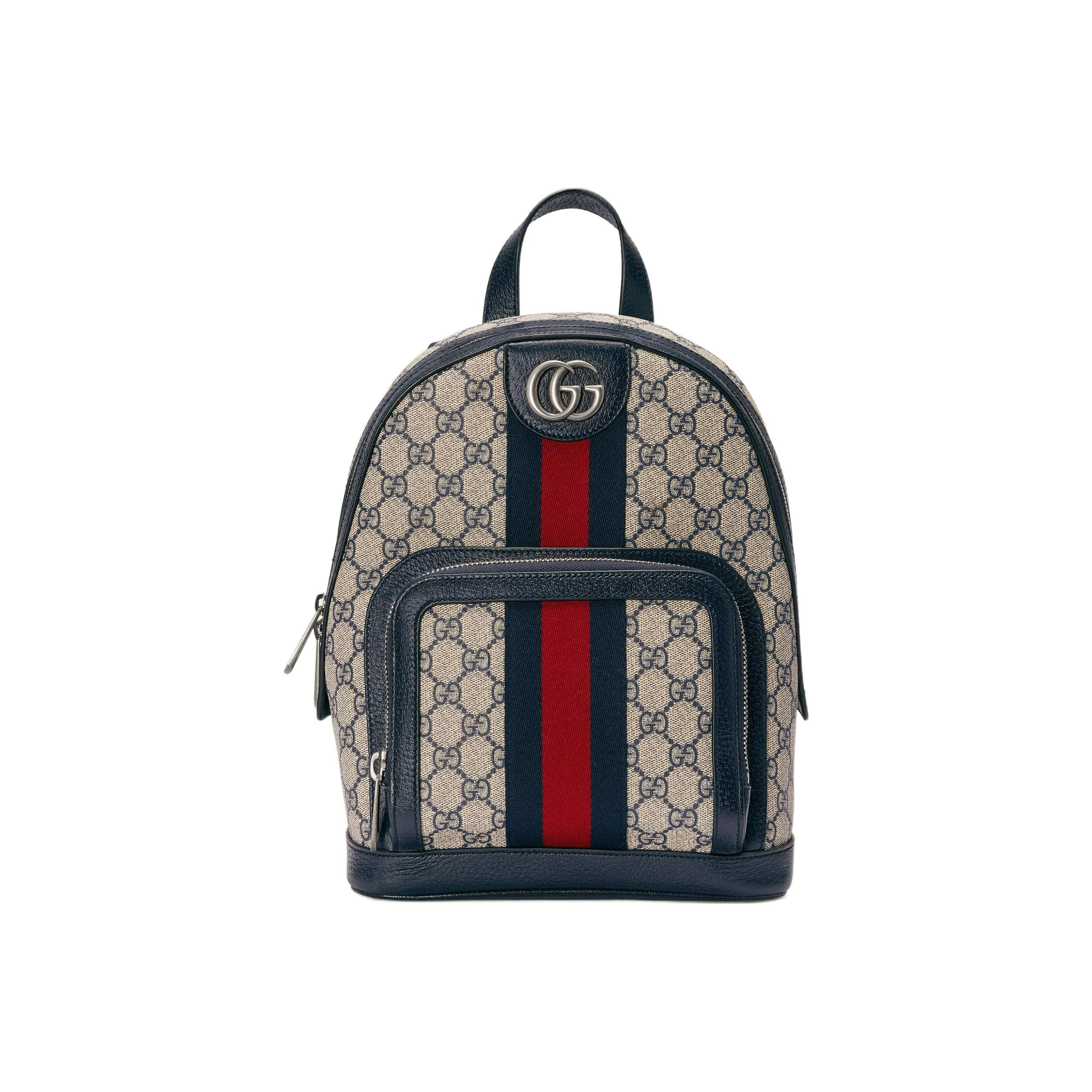 GUCCI Ophidia Canvas With Leather Backpack Trumpets Unisex Blue/Beige