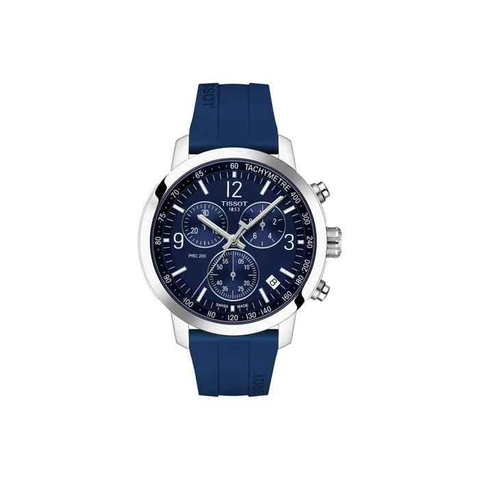 TISSOT Junchi 200 Series Кварцевый механизм Мужские часы Часы 42 мм Синий циферблат Корпус из нержавеющей стали Резиновый ремешок