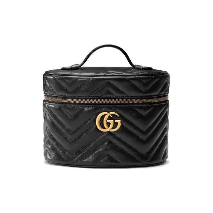 GUCCI GG Marmont Cosmetic Case Small Matelasse Chevron Black