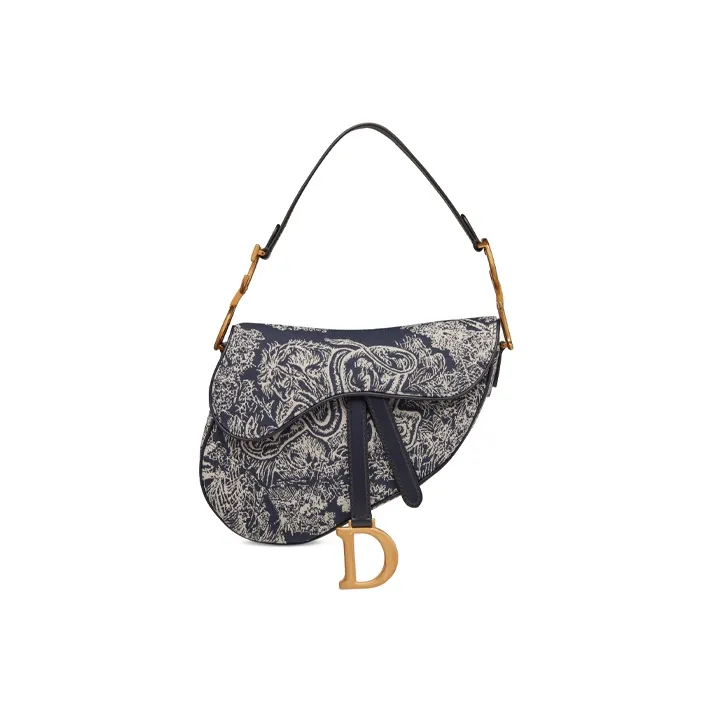 DIOR Saddle Cotton Saddle Bag Handbag, Shoulder Bag Women's Blue