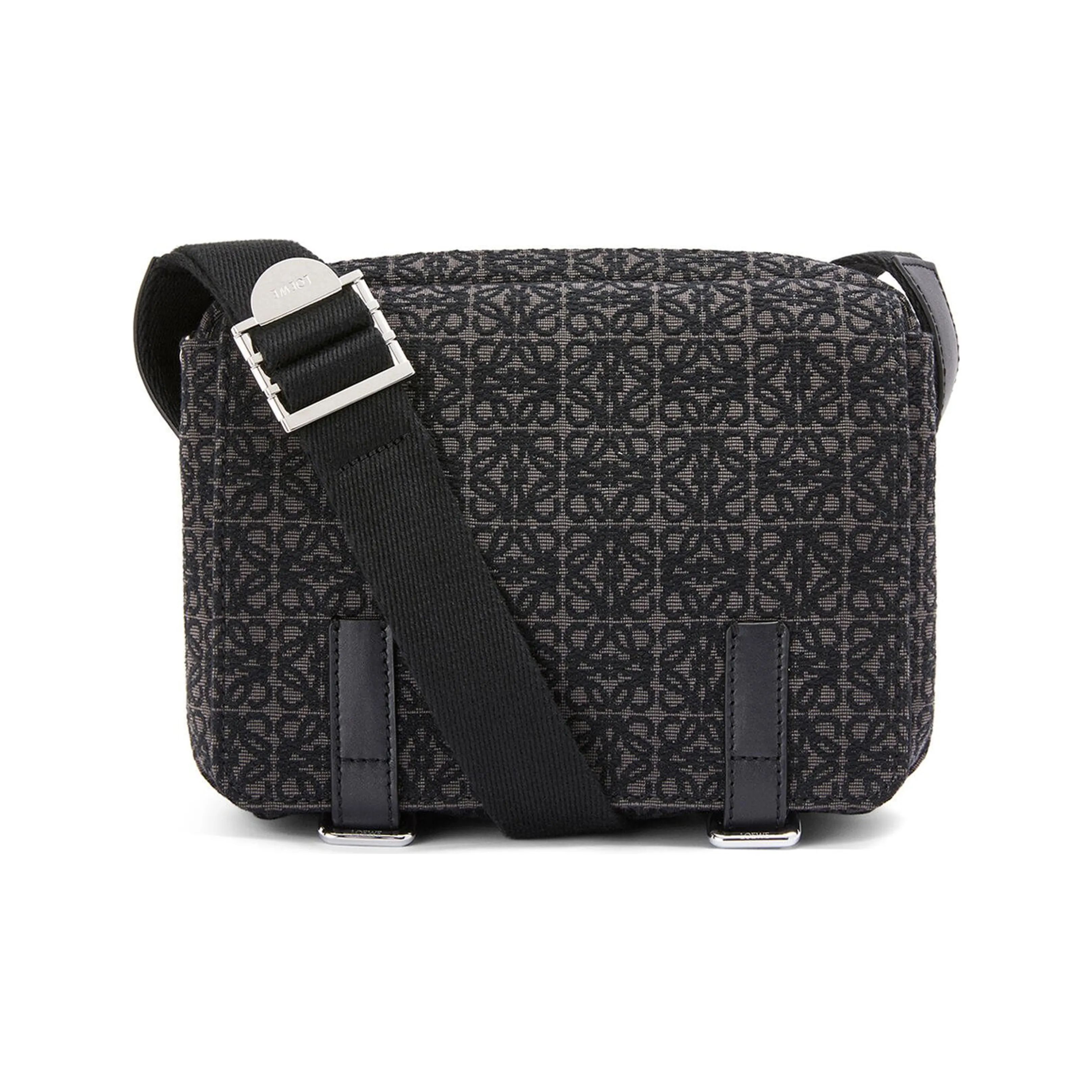 LOEWE Canvas Jacquard With Cow Leather Messenger Bag, Shoulder Bag, Crossbody Bag Extra Small Men's Black