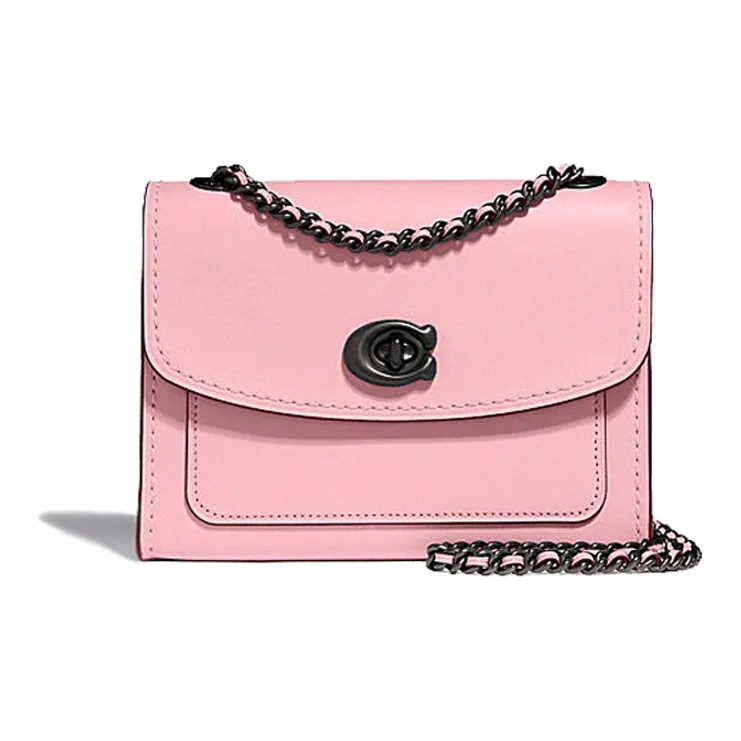 COACH Паркер Телячья кожа Сумка через плечо Сумка с цепочкой Маленькая Женская Розовая