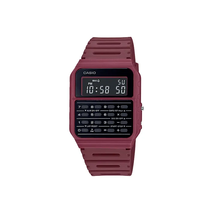 CASIO YOUTH Collection Цифровой Калькулятор-Контр Циферблат Кварцевый Механизм Смольный Ремешок Часы Мужские Черный Циферблат