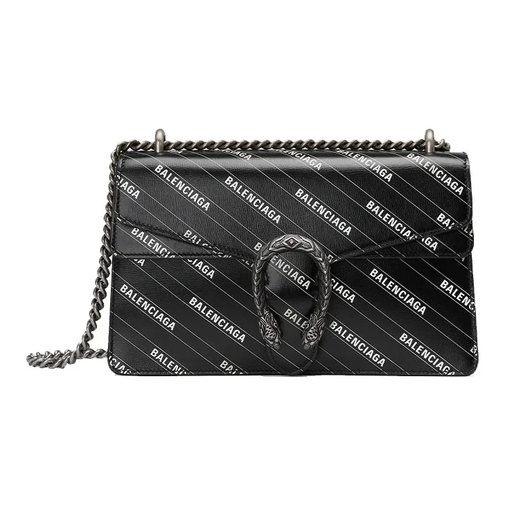 GUCCI Balenciaga Paris Collaboration Dionysus Leather Shoulder Bag, Crossbody Bag Trumpets Women's Black
