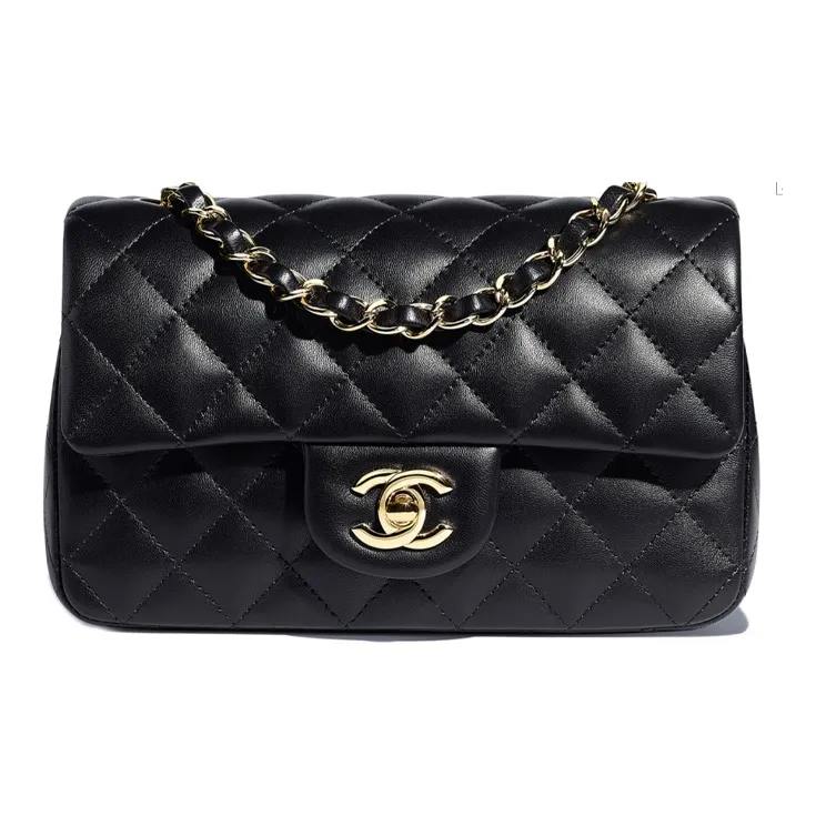 CHANEL Classic Flap CF Sheepskin Mouth Cover Bag Crossbody Bag Mini Women's Black