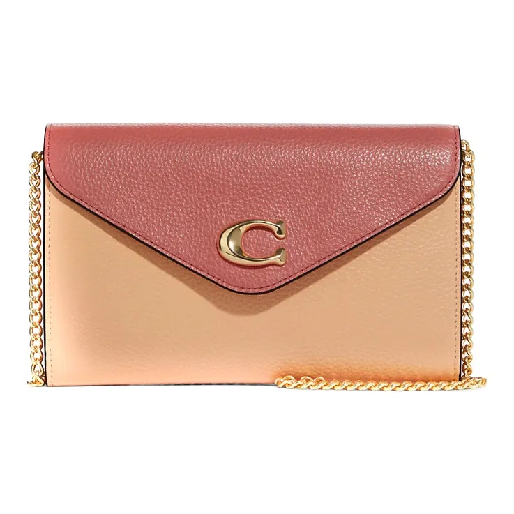 COACH Tammie Сумка-конверт из галечной кожи сумка через плечо маленькая женская конфетно-розовая