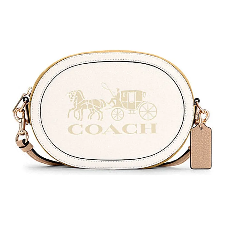 COACH Camera Leather Camera Bag, Shoulder Bag, Crossbody Bag Small Size Women's Ecru