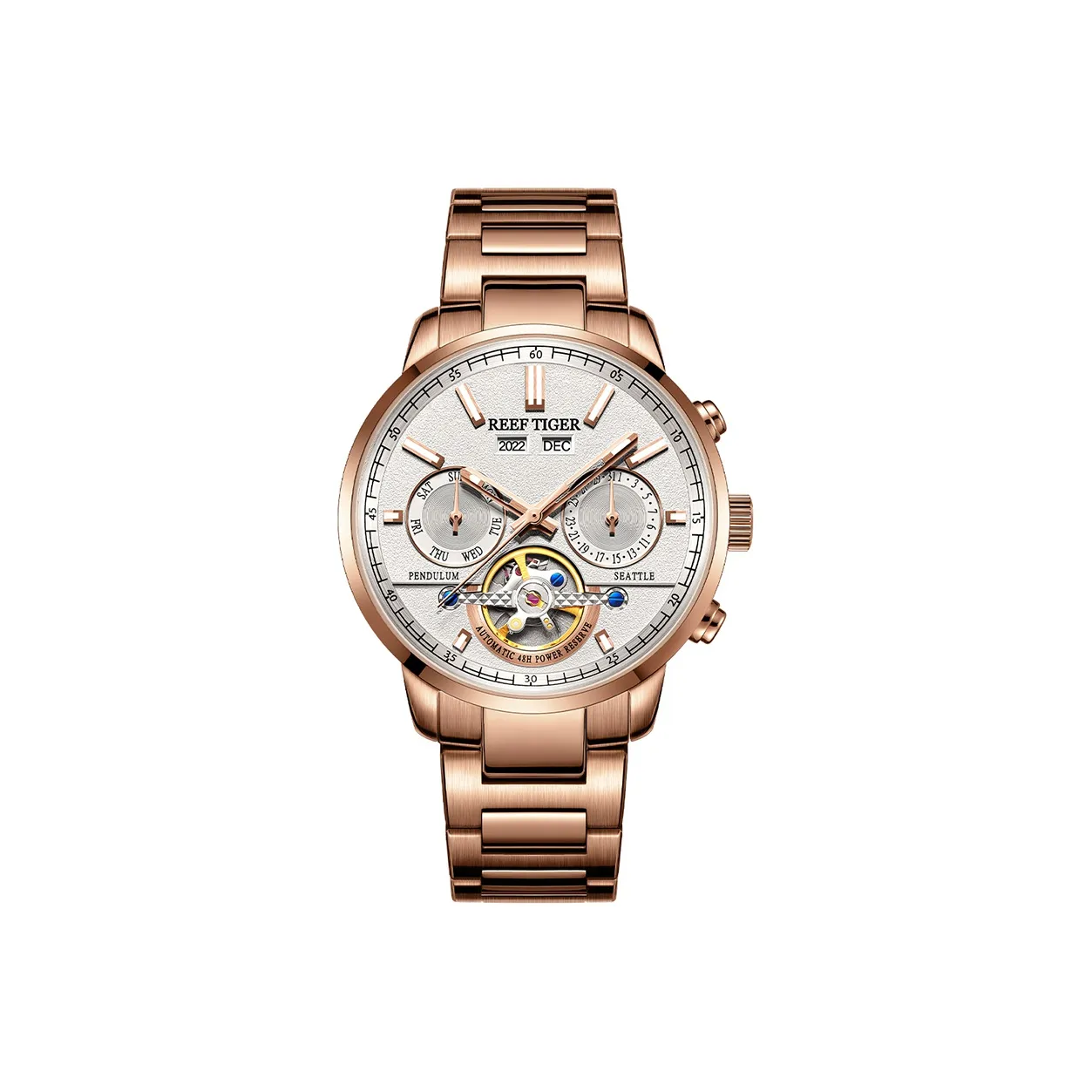 REEF TIGER Seattle Collection-Captain II Mechanical Movement Watch Men's Watches Black Dial RGA1667-JB
