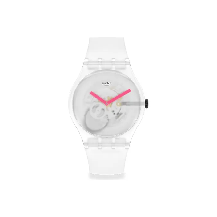 Swatch Quartz Механизм Унисекс Часы 41 мм Белый Циферблат Пластиковый Корпус Часы Силиконовый Ремешок