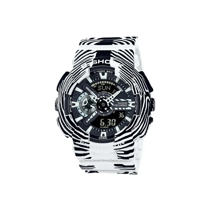 CASIO Liquid Crystal Analog Dual Display Series SHOCK Gracy's Зебра Тема Кварцевый Механизм Смольный Ремешок