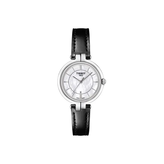 TISSOT Flamenco Collection Кварцевый механизм Женские часы 30MM Белый циферблат Корпус из нержавеющей стали Кожаный ремешок