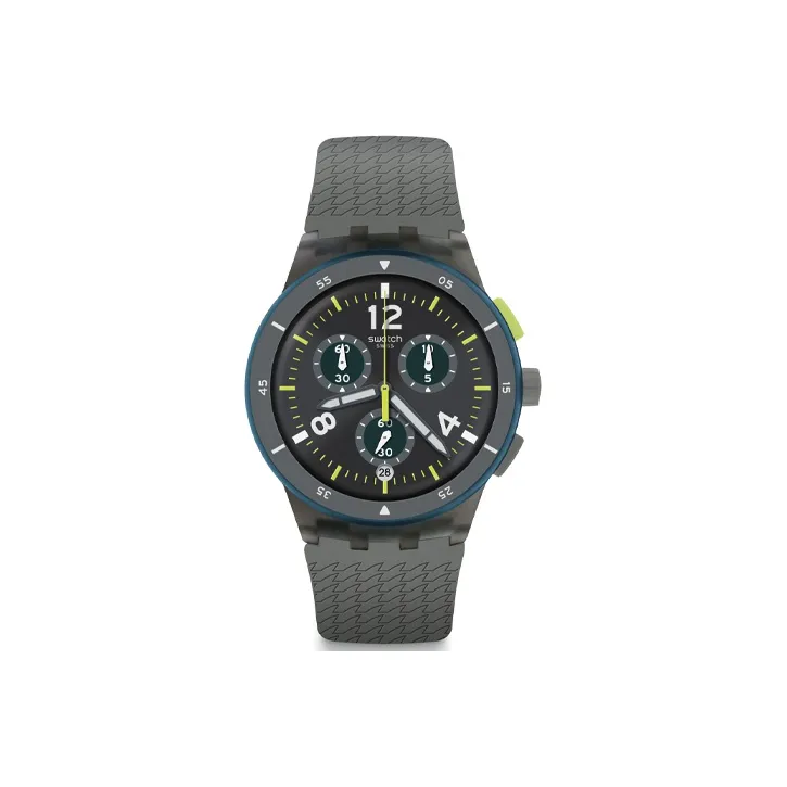 SWATCH Original Collection Кварцевый механизм Мужские часы 50,1*42 мм Черный циферблат Пластиковый корпус Часы Силиконовый ремешок