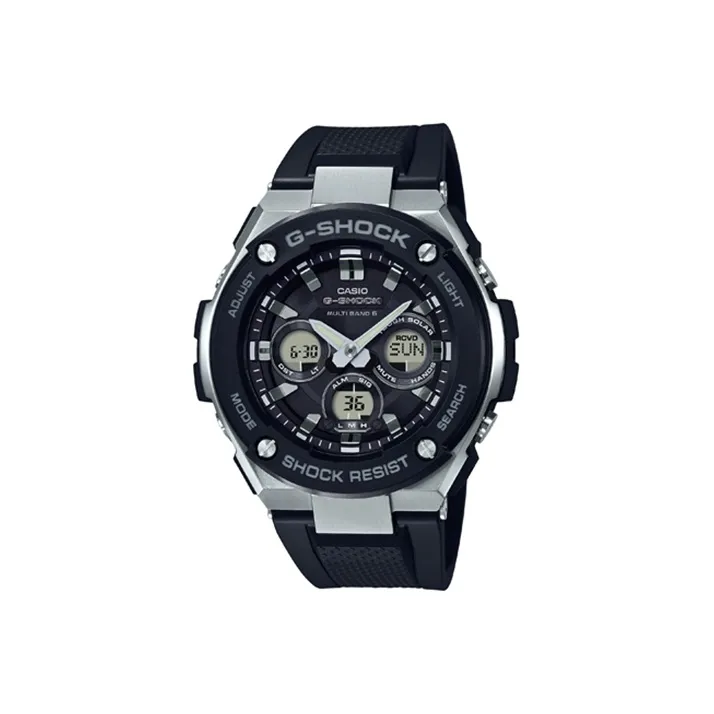 CASIO г Steel Collection W Dual Display Солнечный Кварцевый механизм Часы Мужские Черный циферблат GST W300 1APR