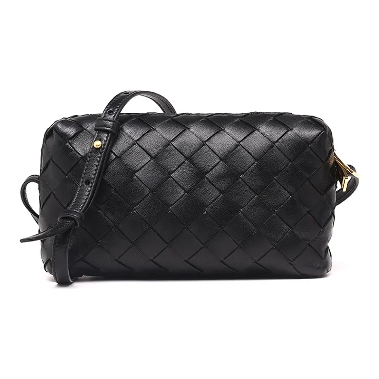Bottega Veneta Intrecciato Crossbody Bag Gold tone Black