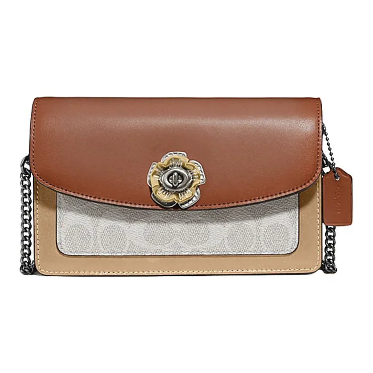 COACH Parker Coated Canvas With Refined Calfskin Shoulder Bag, Crossbody Bag Trumpets Women's