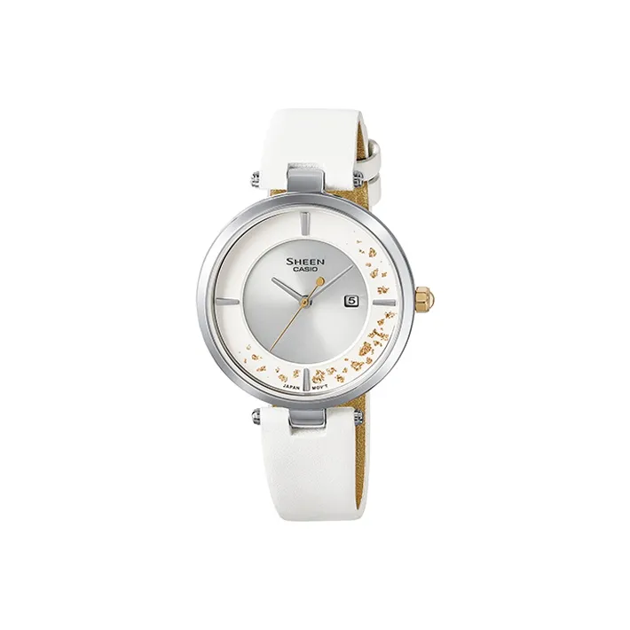 CASIO SHEEN Золотая фольга Коллекция Кварцевые часы Женские часы Серебристый циферблат SHS C100L 7AUPFJ