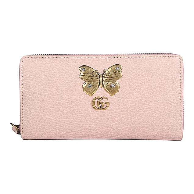 GUCCI Leather Wallet Women's 0user Pink Candy Color